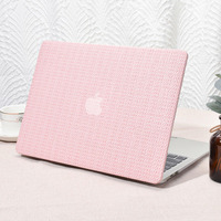 Seorsok Compatible With Macbook Air 13 Inch Case2022 2021 2020 2019 2018 Release A1932 A2179 M1 A2337 Touch Id Elegant Leather Plastic Hard Shell Case Transparent Keyboard Cover Pink Woven Fabric