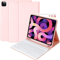 Keyboard Case For Ipad Air 11 Inch 2024 (M2) & Ipad Pro 11 Inch (4Th/3Rd/2Nd/1St) Gen 2022  Ipad Air 5Th&4Th Generation Case With Keyboard  Detachable Bluetooth Keyboard With Pencil Holder (Pink)