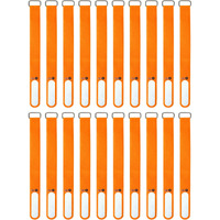 Wrap-It Storage Cinch-Straps  8"" 18 Pack (Orange)  Features Buckle And Label For Cord Identification  Reusable Multi-Purpose Securing Cable Straps  Cord Wrap  Cord Organizers