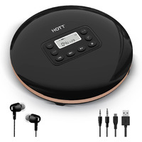 Hott Cd711T Bluetooth Rechargeable Portable Cd Player For Home Travel And Car With Stereo Headphones And  Anti Shock Protection-Black