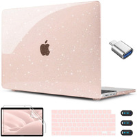 Cissook Cherry Pink Glitter Case For Macbook Air 13.6 Inch Case 2024 2022 Released M3 A3113 A2681 M2 Chip  Bling Hard Shell Case With Keyboard Cover & Screen Protector For Macbook Air M3 2024 Case