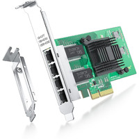 4 Port Gigabit Nic For Intel I350-T4 With Low Profile  Gigabit Ethernet Network Adapter Card With Intel I350-Am4 Controller  Support Windows/Xp/Linux/Vmware Esx/Esxi*  Quad Rj45 Ports  Pci-E 2.1 X4
