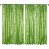 Sugargirl Green Sequin Backdrop Curtain 4 Panels 2Ftx8Ft Glitter Green Background Drapes Sparkle Photography Backdrop For Party Wedding Birthday Wall Decoration