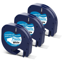 3 X 91331 Plastic White Label Tape Replacement For Dymo Letratag Refills 12Mm 1/2 X 13 For Letra Tag Label Maker Refills Lt100H Lt100T Qx50