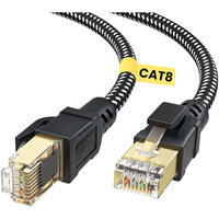 Busohe Cat 8 Ethernet Cable 5 Ft  High Speed 40Gbps 2000Mhz Braided Network Internet Cable With Gold Plated Rj45 Connector  Heavy Duty Lan Cable S/Ftp Uv Resistant For Router/Gaming/Pc