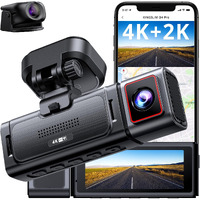 Kingslim D4Pro Dash Cam Front And Rear - 4K + 2K Dual Car Dashcam With Wifi Gps Dash Camera  Optional Inside Recording  Voice Control  Type C  Support 256Gb Max