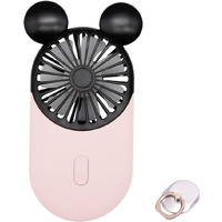 Decolife Cute Personal Mini Fan  Handheld & Portable Usb Rechargeable Fan With Beautiful Led Light  3 Adjustable Speeds  Portable Holder  Perfect For Indoor Or Outdoor Activities  Cute Mouse (Pink)