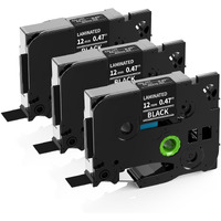 Greateam Black Label Tape Replacement For Brother P-Touch Black Label Tape Tze-335 12Mm 0.47'' Tz Tape White On Black Compatible With Ptd210 Pth110 Ptd220 Ptd400 Ptd410 Ptd600 Label Maker