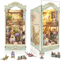 Diy Book Nook Kit Dollhouse Booknook Bookshelf Insert Decor 3D Wooden Puzzles With Led Dust Cover Book Nook Miniature Kit Birthday Halloween Home Decor For Teens Adult-Countryside Diary