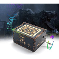 Bolunlun Jurassic Music Box  Wooden Hand-Cranked Music Box  Wooden Toy For Movie Fans  Gift For Boyfriend And Kids  Perfect For Valentine's Day  Birthday  Halloween And Christmas. (Jurassic Song)