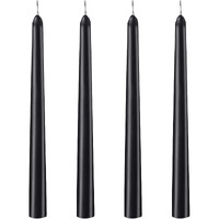10 Inch Black Taper Candles-Set Of 4 Tapered Candle  Tall Candlesticks Dripless And Smokeless Home Dinner Candle  Party  Wedding  Halloween  Christmas Candles (9.9 Inch  Black)