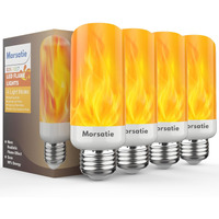 Morsatie ?Upgraded? Led Flame Light Bulbs  4 Modes Flickering Light Bulbs With Gravity Sensor  E26 Fire Light Bulb For Halloween  Christmas  Party  Porch  Patio  Indoor Outdoor Decoration-4 Pack