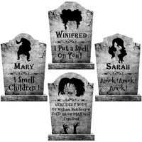 Limbridge Outdoor Halloween Decorations  4Ct Large Hocus Pocus Witches Tombstones  Gravestone Decor Yard Signs With Stakes  16"" Tall Realistic Scary Graveyard Headstone  For Kids Home Party