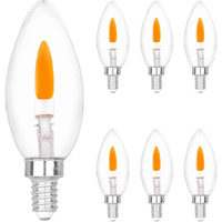 Flicker Flame Light Bulb Flame Tip Halloween Chandelier Flickering Light Bulbs Christmas Replacement Orange Glow Bulbs Crystal Clear Candle Bulb For E12 Chandelier Base (Clear  C35E12(6Pack))