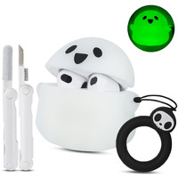 For Airpods 3Rd Generation Case Cute With Cleaner Kit  [Glow In The Dark] Funny Anime 3D Halloween Ghost Airpods Gen 3 Case Soft Silicone Protective Skin Case Compatible With Apple Airpod 3