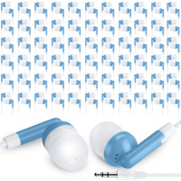 Yunsailing 100 Pack Earbuds Bulk For Classroom Basic Headphones Pack Individually Bagged 3.5 Mm Earphones With Wire For Students Adult Schools Hospitals Hotels Library Museums Mp3 Gift(Blue)