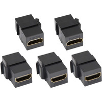 Aaotokk Hdmi Keystone Coupler  Gold Plated Hdmi Keystone Jack Insert Female To Female 3D 4K Coupler Adapter For Wall Plate (Black/5 Pack)