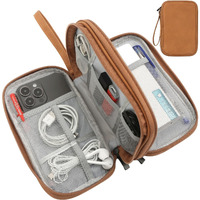 Caaordkso Travel Cable Organizer Pouch Electronic Accessories Carry Case Water Resistant Accessories Organizer Pouch Bag For Cable  Cord  Charger  Usb  Phone  Power Bank  Earphone (Brown  Medium)