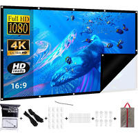 Black Backing Projector Screen 100 Inch Vercorkin Outdoor Indoor Portable Projection Screens Movie Screen 16:9 Foldable For Home Theater Movies  Office  Outdoor Movies (100 Inch)
