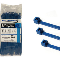 Kable Kontrol Metal Detectable Zip Ties - 8  Inch Long - Blue - 40 Lbs Tensile Strength - 100 Pcs/Pack | Iron Impregnated Nylon 6-6 | Durable | Cable Management Wire Wraps