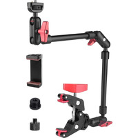 Magic Arm Camera Mount Super Clamp  22Inch Mic Boom Arm Camera Clamp Mount With Phone Holder And 3/8"" 5/8"" Screw Adapters  Articulating Tripod Arm For Microphone  Webcam  Monitor  Led Light  Rig