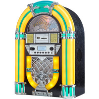 Arkrocket Athena Mini Jukebox/Tabletop Cd Player/Bluetooth Speaker/Radio/Usb And Sd Card Player With Retro Led Lighting System (Yellow Green)