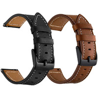 Yeejok Vivoactive 3 Leather Watch Bands  20Mm Quick Release Genuine Leather Watch Straps With Black Metal Buckle Compatible For Garmin Vivoactive 3 Music/Forerunner 645/245 Smartwatch  2 Pack