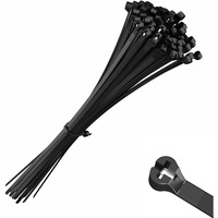 Intervisio Cable Ties With Metal Tooth Stainless Steel Locking Device 11  X 0.19  Zip Ties Uv Resistant  Black  Tensile Strenght 80 Lbs  100 Pieces