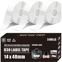 Kol.Kim D30 Labels  Waterproof Oil Proof For Phomemo D30 D35 Q30 Thermal Mini Label Maker Label Tape Refills For Vretti Hp3 Marklife P11 White 3 Rolls 14Mm X 40Mm (0.55""X1.57"")
