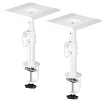 Suptek Clamp-On Speaker Stand Desk Mount Set  Height Adjustment  Tilt  Swivel  9.6 X 8.8 Inch Trays  Universal Audio Holders For Computer And Bookshelf Speakers  Elevated Sound  2 Pack  White  Sdm001W