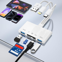 Sd Card Reader For Iphone Ipad Camera - 5 In 3 Digital Camera Adapter With Sd/Tf/Micro Sd Card+2*Usb Adapter+Usb C Audio Adapter  Memory Card Reader For Pc/Android/Lightning Device  Plug And Play