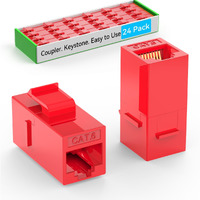 Sokqovt Cat6 Rj45 Keystone Coupler (24 Pack)  Cat6 Keystone Jack Female To Female  Cat 6 Inline Keystone Jacks For Wall Plate & Patch Panel  Rj45 Ethernet Coupler Red
