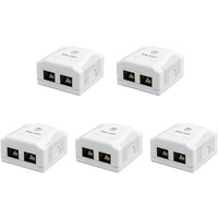 Iwillink Cat6 Ethernet Surface Mount Box  2-Port Rj45 Keystone Jack Surface Mount Box  5-Pack  White