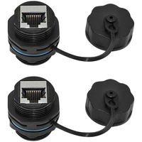 Rj45 Panel Mount Waterproof Connector Ip68 Cable Connector  Female To Female  With Shielding Cable Coupler-Cat6-Ymp23-Blue-2 Pcs