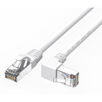 Juxinice Cat6 Ethernet Calbe 90 Degree Rightangle Downward White Ethernet Cable Right Angle Rj45 Cat 6 Ethernet Patch Cable High Speed Network Patch Cable -30Feet