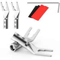 Viborg Pure Copper Speaker Spade Plug  Screw Locking Speaker Wire Connector  Fork Y Spade Lugs With Allen Wrench For Speaker Wire Diy 4Pcs (Rhodium Plated With Heat Shrink Tube)