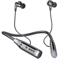 Hurkeye Bluetooth Headphones Neckband 100 Hours Extra Long Playback With Microphone Headset  4 Speakers Heavy Bass Noise Reduction In Ear Wireless Earbuds Waterproof Running Workout (Black)