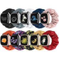 Acortjl 10 Pcs Compatible With Fitbit Versa 4/Sense 2/Versa 3/Sense Scrunchie Band  Soft Cute Pattern Printed Fabric Elastic Solo Loop Cloth Scrunchy Replacement Wristband For Women