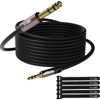 3.5Mm To 6.35Mm Stereo Audio Cable 15 Feet  1/4 To 1/8 Inch Headphone Cable Jack  Hi-Fi Sound  Gold Plated Connectors  Ofc Core  Black Cable (With 5 Pcs Cable Ties)