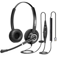 Beebang Telephone Headset With Microphone Noise Canceling For Office Landline Deskphone  With Mic Mute Volume Controller  Binaural Rj9 Phone Headset For Call Center Polycom Avaya Nortel