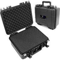 Casematix 13"" Waterproof Hard Case With Customizable Foam For Portable Electronics  Tools And Accessories - Hard Shell Plastic Case With Pre-Diced Travel Case Foam Interior