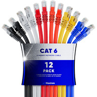 Maximm Cat 6 Ethernet Cable 2 Ft (12-Pack) - High-Speed Lan Cable  Internet Cable  Patch Cable  And Network Cable - Utp  10Gbps  550Mhz Ethernet Cord - Multicolor