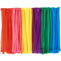 Qdishi 600Pcs Small Colored Zip Ties 8 Inch Multi-Color Zip Wire Tie For Deco Mesh Wreath Supplies  Colorful Plastic Ties Yellow  Blue  Red  Green  Pink  Purple Zip Ties (100 Per Color)