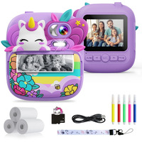 Kids Camera Instant Print  Camera For Kids With Printable Photos  Toddler Camera Toys For Children Ages 3-14  Digital Camera For Girls 4 5 6 7 8 9 10 11 12 13 Years Old - Purple