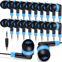 Kanayu 100 Pcs Wired Earbuds Bulk For Classroom Basic Ear Headphones Bulk Basic Student Earphones No Microphone With 3.5 Mm Jack For Kids Schools Libraries Laptop  Individually Bagged(Blue)