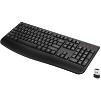 Quasio Wireless Keyboard  2.4G Full-Sized Ergonomic Wireless Computer Keyboard With Wrist Rest For Windows  Mac Os Laptop/Pc/Desktop/Notebook(Black)