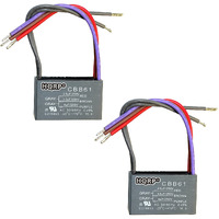Hqrp 2-Pack Ceiling Fan Capacitor Cbb61 2.5Uf+3.5Uf+4Uf 5-Wire Ul Listed