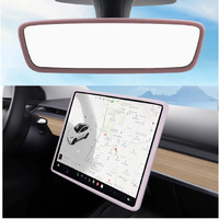 Screen Protector Silicon Frame + Rear View Mirror Cover For Tesla Model 3 (2017-2023) Model Y  15"" Center Control Touchscreen Gooyogoo Knee Protection/Anti-Bump/Durable Accessories For Tesla (Pink