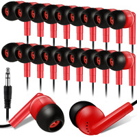 Kanayu 100 Pack Wired Earbuds Bulk Earbuds For Classroom Ear Headphones Wired Basic Student Earbuds No Microphone With 3.5 Mm Jack For Kids Schools Libraries Laptop  Individually Bagged (Red)