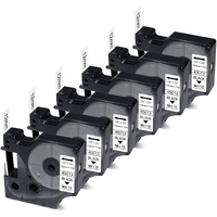 6 Pack Label Maker Tape Replacement For Dymo Label Maker Refills D1 A45013 45013 S0720530  Black On White  For Dymo Labelmanager 160 420P 210D 280 360D Pnp Label Maker Portable  1/2 Inch X 23Ft